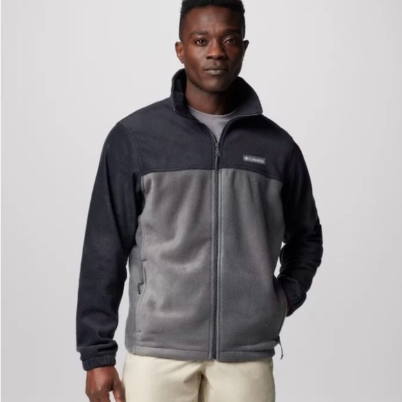 Columbia Performance Fleece Jacket Black and Gray - Picture 1 of 13